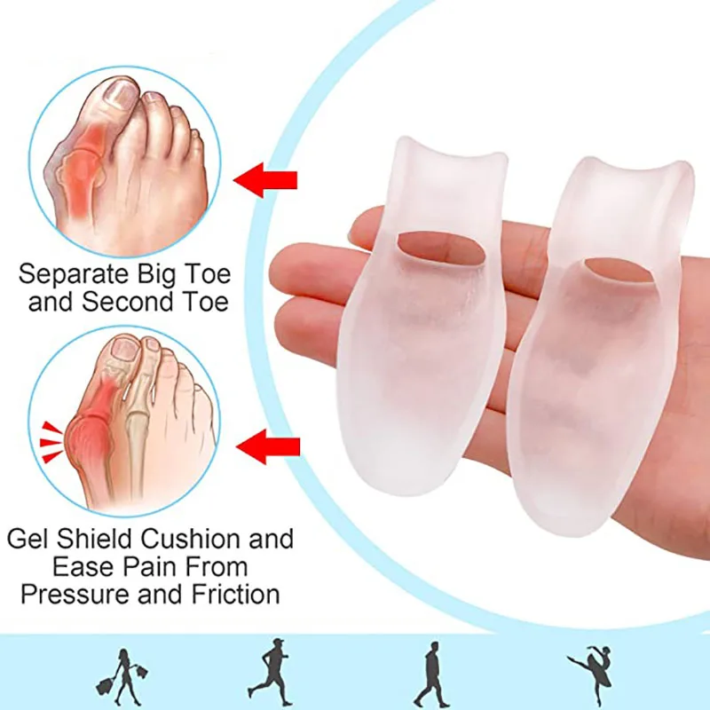 Coussin correcteur d'hallux Valgus en Silicone, séparateur d'orteils et de doigts, soulage la douleur des oignons, redresseur du gros orteil, outil de soins des pieds, 2 pièces