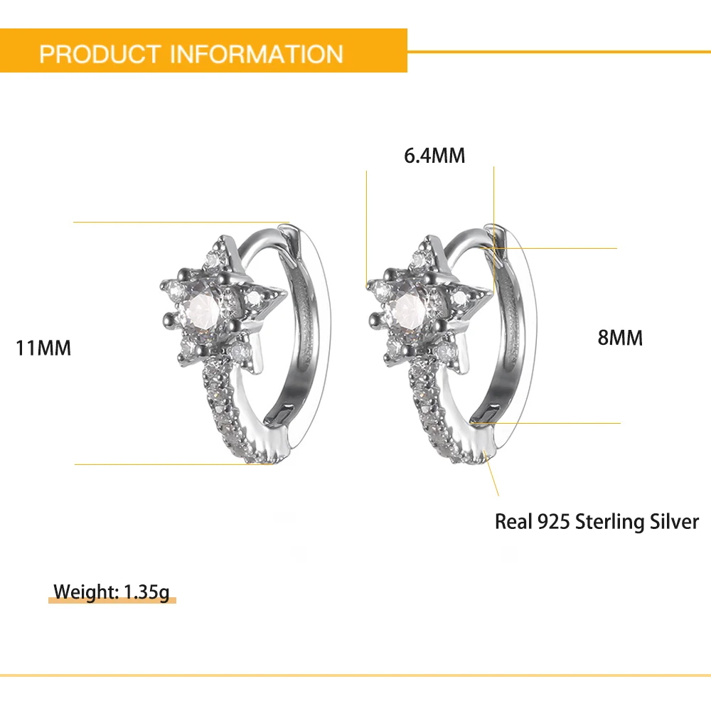 Hot Sale 925 Sterling Silver Earring Gold Color Small Circle Hoop Earrings For Women Birthday Simple Noble Jewelry Gift NO.13