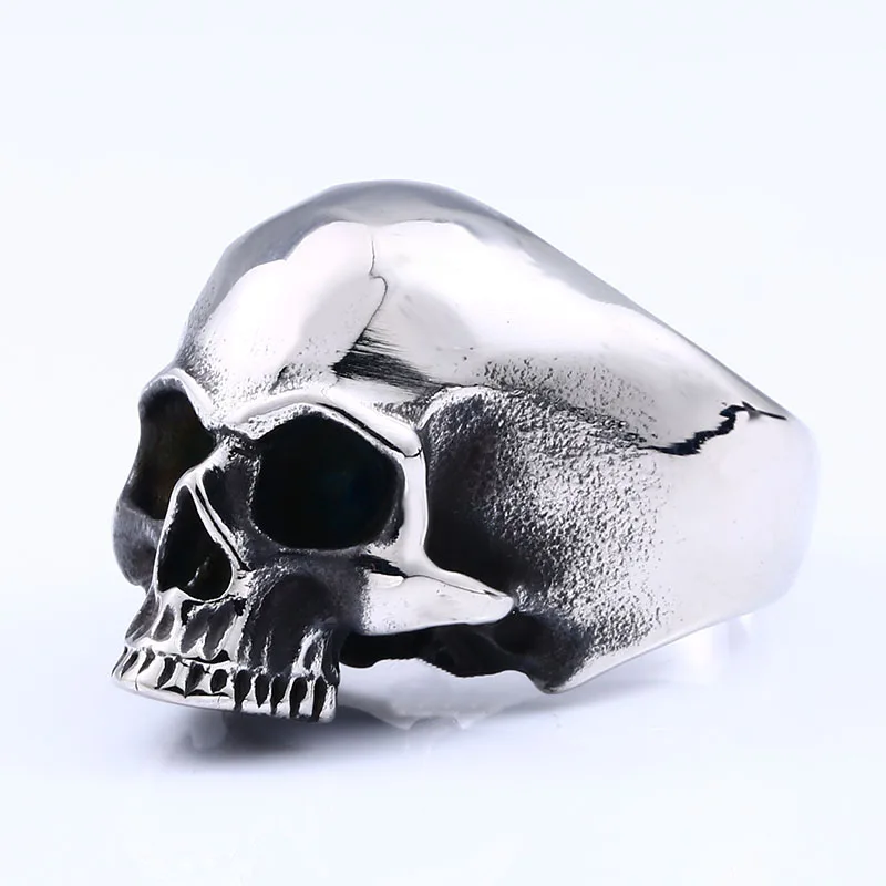 Beier 316L Stainless steel Vintage punk skull men\'s ring ancient silver color rock fashion jewelry BR8-706