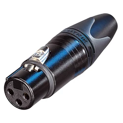 1pcs Switzerland Neutrik NC3FXX-B 3 pole XLR female cable connector with black metal housing and gold contacts.