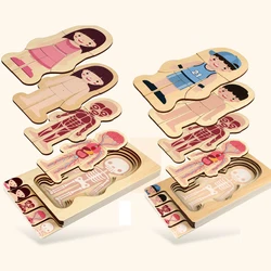 Wooden Human Body Puzzle Montessori Boys Girls Multi-Layer Body Structure Puzzle Cognitive Teaching Aids Learning Toys For Child