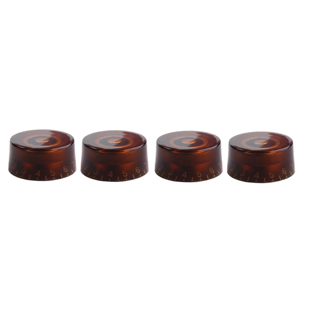 4pcs Acrylic Electric Guitar Volume Tone Knobs for LP SG Style Guitar Parts, Brown