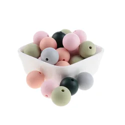 200pcs Silicone Beads 15mm Round Baby Beads Teether For Teeth Pacifier Chain Bead pearl Baby Goods BPA Free Silicone Teethers