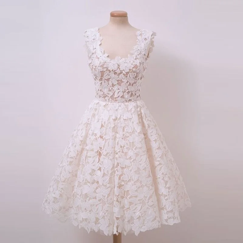 Cocktail Dresses Robe Flowers lace elegant party 2021 Short Vestidos Homecoming Dress