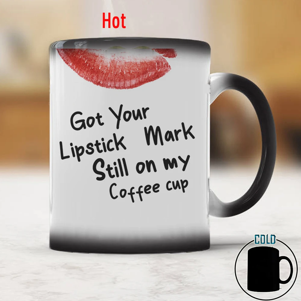 

Get Your Lipstick Mark Still on My Coffee Mug 11oz Sweetheart Gift Color Changed Magic Ceramic Milk Gift Cup