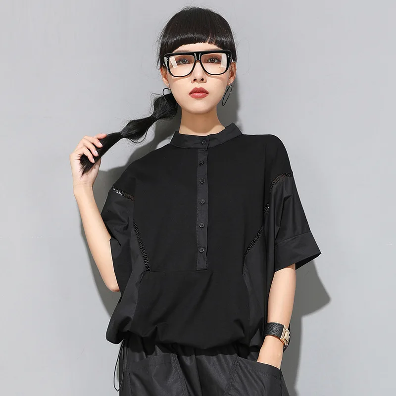 Max LuLu New 2020 Summer Korean Fashion Ladies Patchwork Tee Shirts Women Punk Style Black T-shirts Female Oversized Cotton Tops