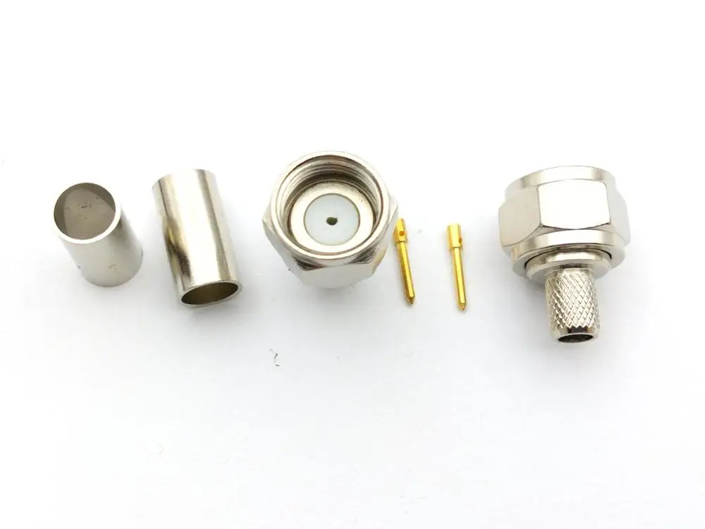 Imagem -04 - Ohm de Bronze f Macho Plug Retas Friso Rg58 Lmr195 Rg142 Rg400 rf Conector Adaptador 100 Peças 75