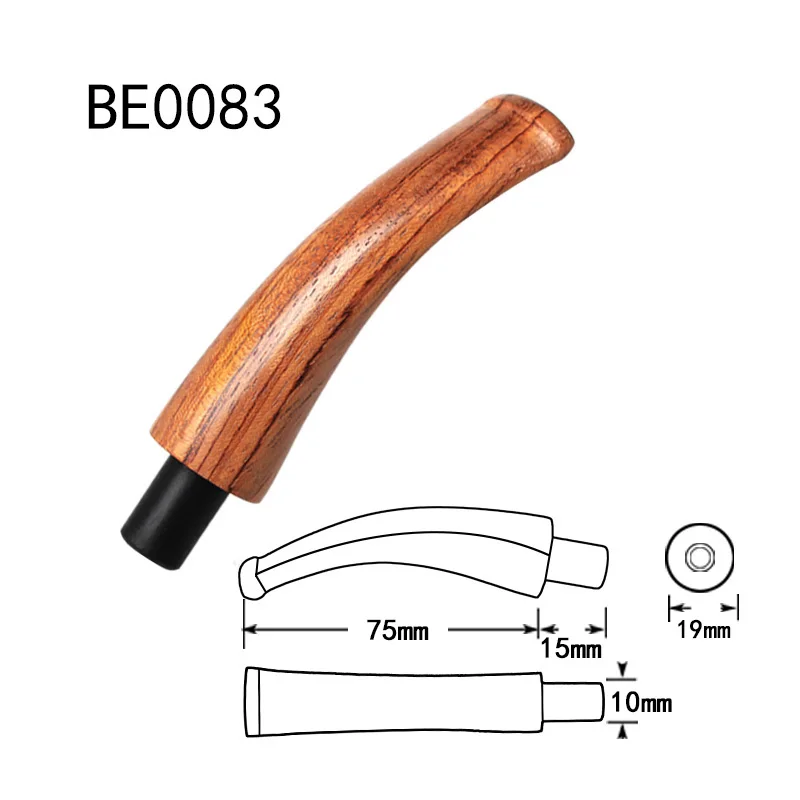 MUXIANG Rosewood Pipe Stem Replacement 9mm Activate Carbon Filter Smoking Pipe Mouthpiece Tobacco Pipe Accessories be0083