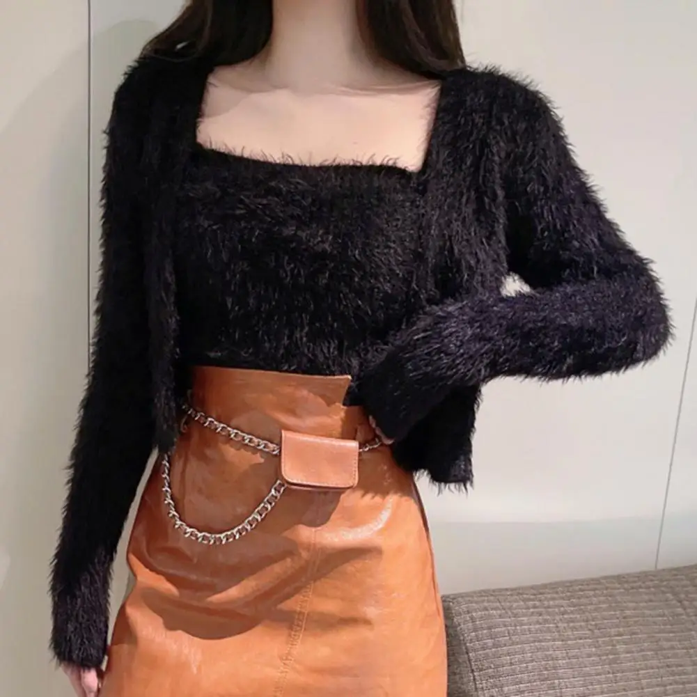 Fluffy Camisole Jacket Skin-Touch Fluffy Vest Coat Soft Texture Cold Resistant  Fashion Girls Short Sling Vest Cardigan