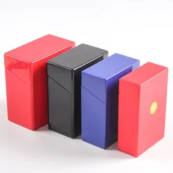 1pc RANDOM COLOR Top Flip Press Open Plastic Cigarette Case 20/25/30/40/50sticks Capacity Sticks Lighter Storage Box Holder