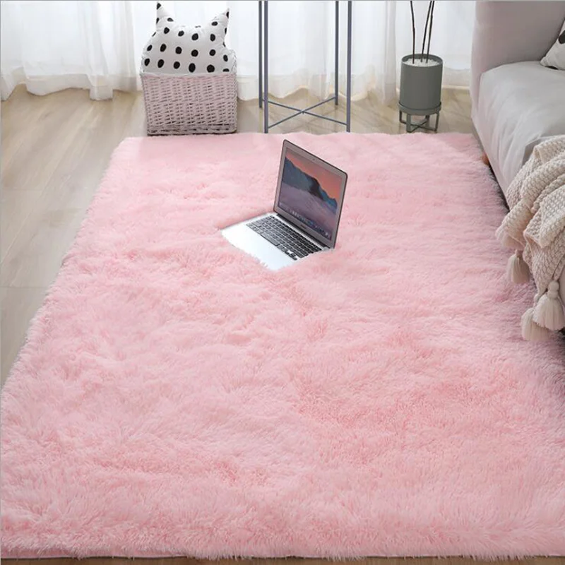 Thick Plush Carpet Living Room Home Decor Silkly Fluffy Rectangular Kid's Area Rug Sofa Foot Mats Children's Bedroom Play Carpet