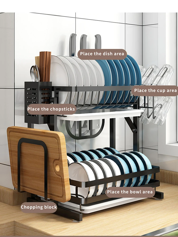 Edelstahl Falten Gericht Lagerung Rack Küche Regal Haushalts Doppel-Schicht Gericht Drain Rack Lagerung Waschbecken Rack