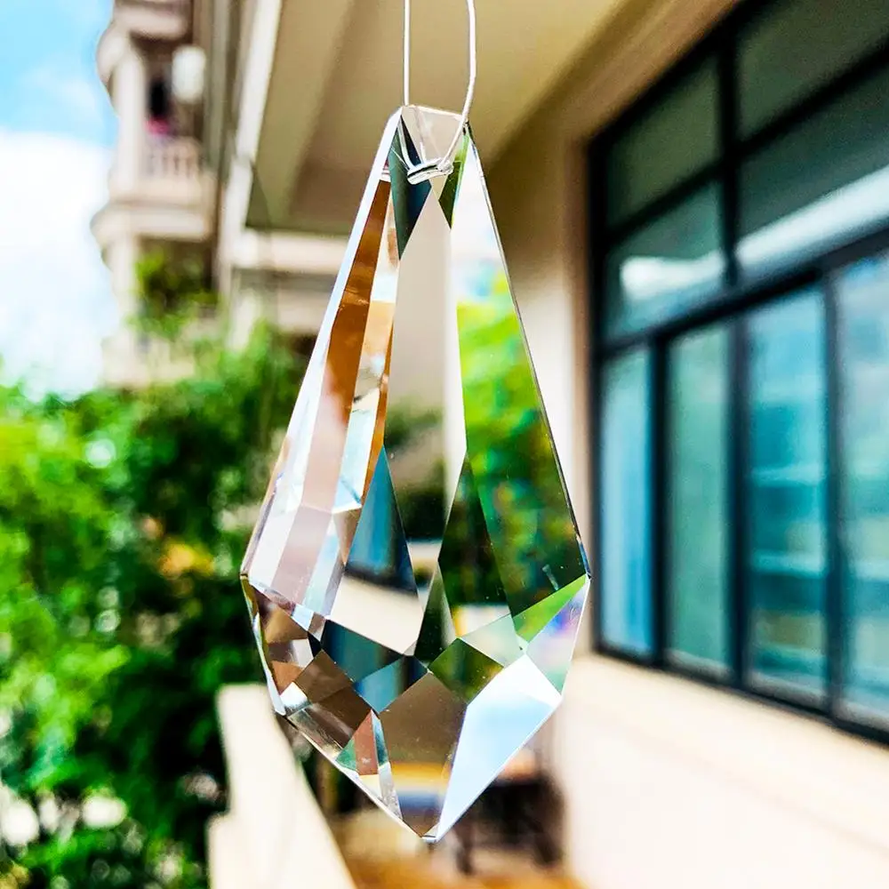 2PCS 75MM 5750 Arrow Crystal Prism Suncatcher Lamp Chandelier Part Clear Glass Art Faceted Pendant Hanging Home Wedding Decor