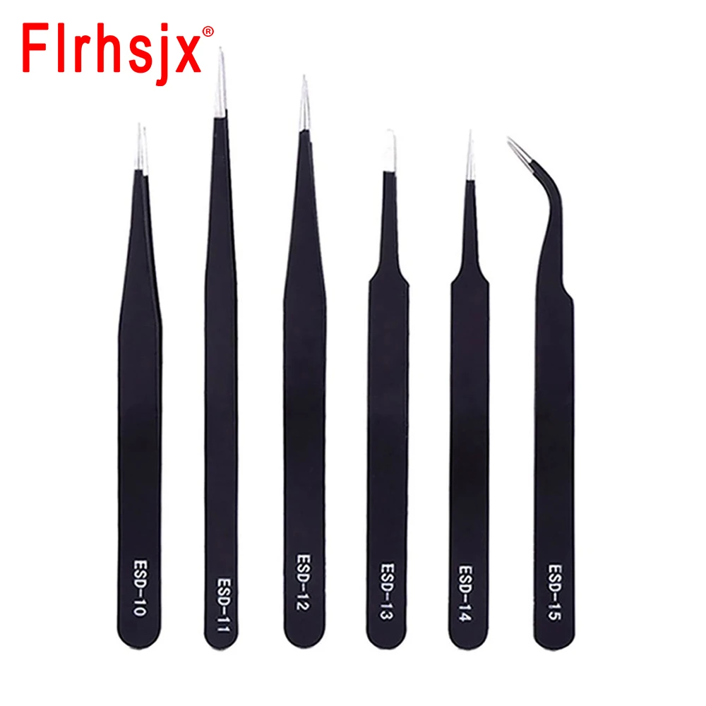 

6Pcs/lot Anti-Static Stainless Steel Precision Tweezers Set for Maintenance Kit Anti Static Model Making Tool DIY Sewing Tools