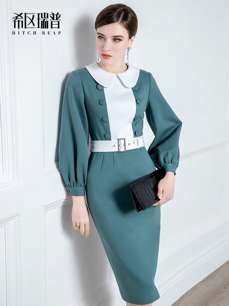 High End Hepburn Dress Female 2021 New Spring And Summer French Celebrity Retro Temperament Doll Collar