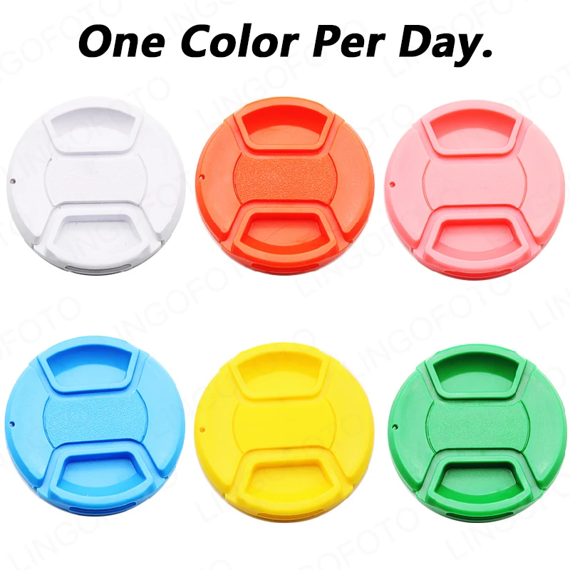 6pcs Camera Lens Cap 6 in 1 Set Orange Blue White Green Yellow Pink Plastic Lens Cap One Color Per Day