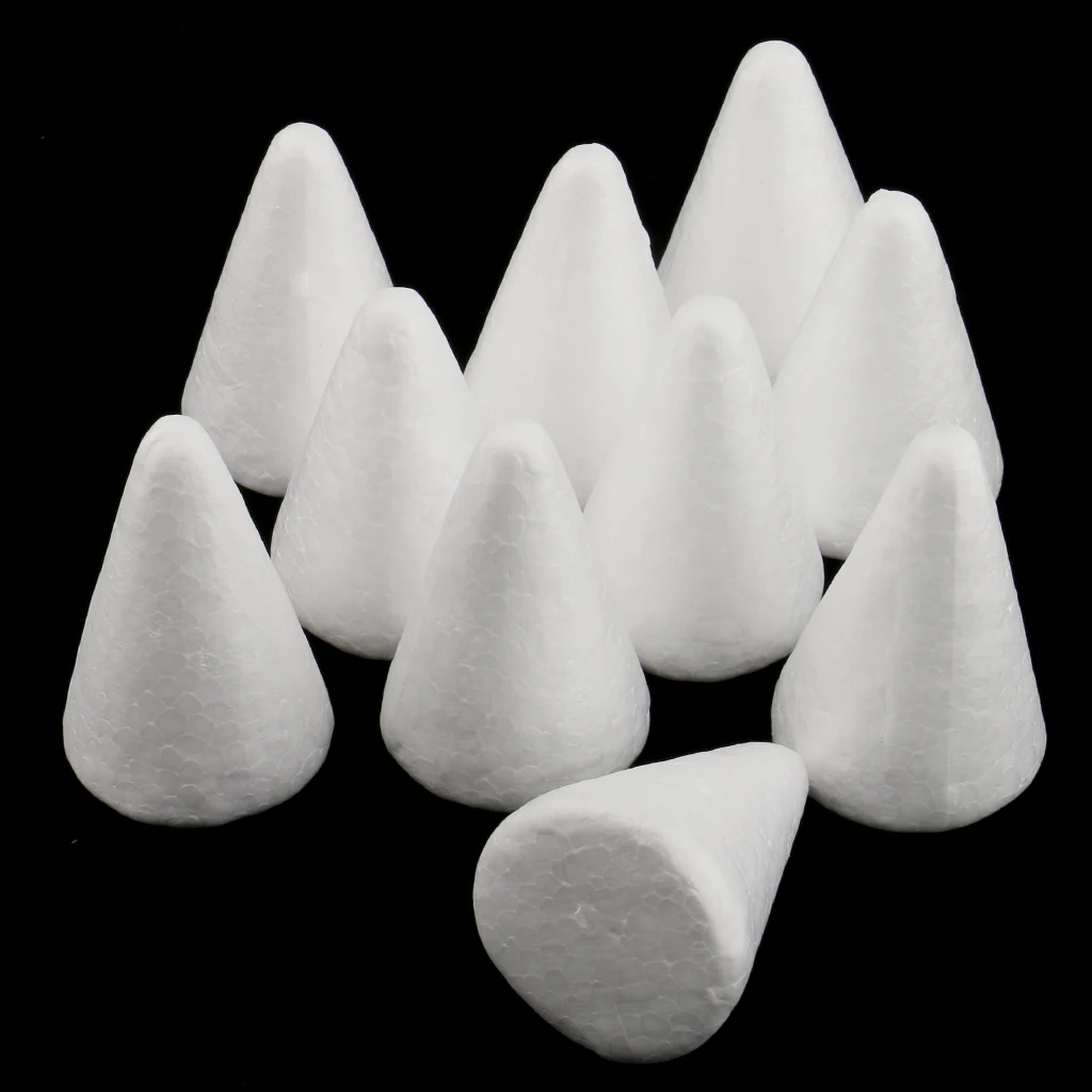 30PCS Blank Cone Shaped Styrofoam Polystyrene Foam For Arts Crafts Modelling