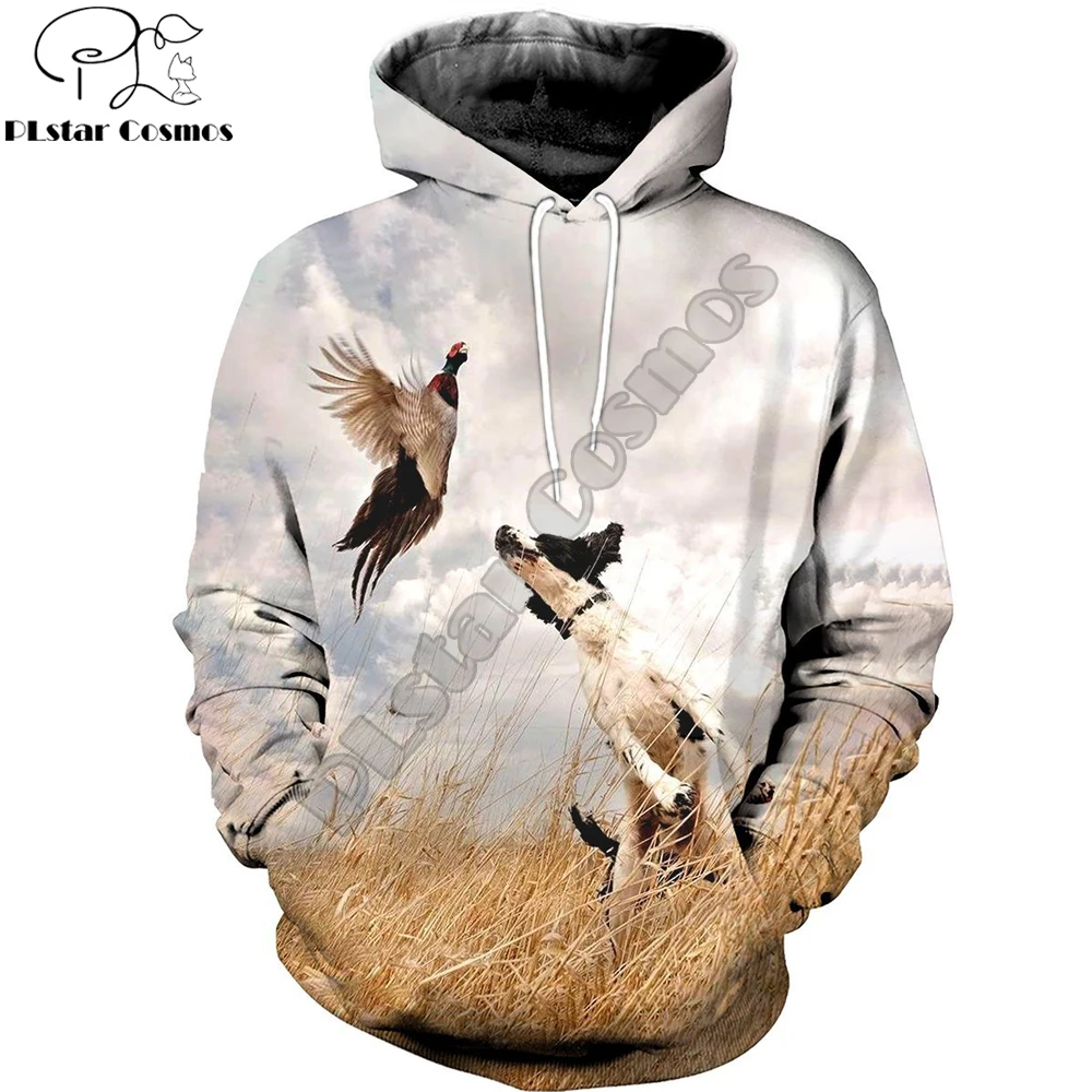 dog hunting Pheasant 3D All Over Printed Men Hoodie Harajuku Fashion Hooded Sweatshirt Cosplay costume Autumn Unisex hoodies