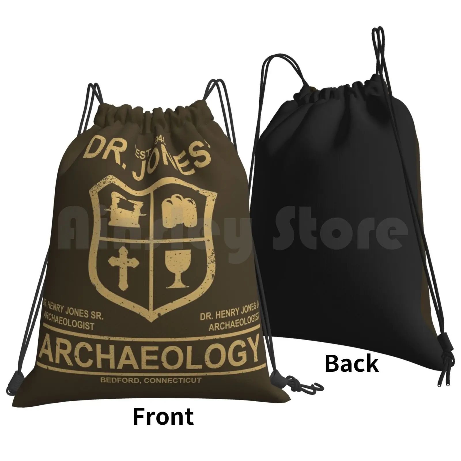 Dr. Jones' Archaeology Backpack Drawstring Bags Gym Bag Waterproof Indiana Jones Archaeology Indy Jones Dr Jones Movies