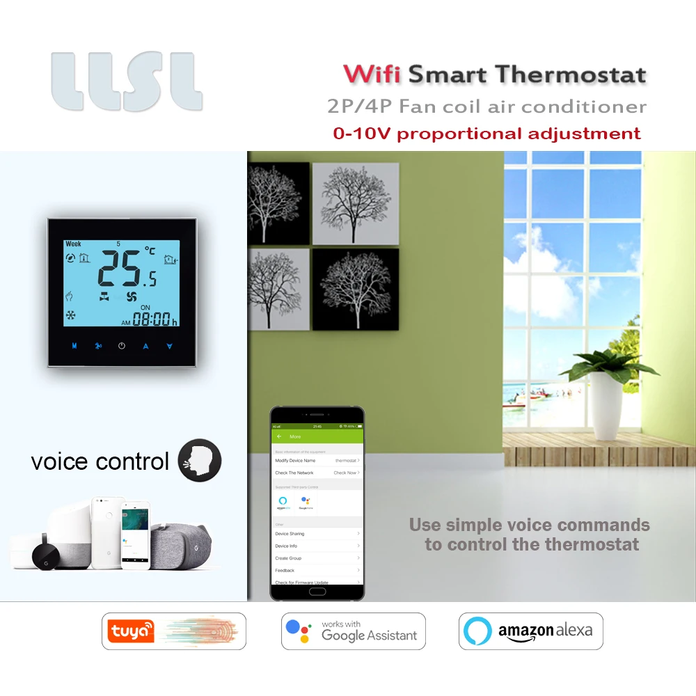 0-10V Regulator Suhu Termostat Wifi Nirkabel Cerdas Tuya Termostat Integral Proporsional untuk Koil Kipas