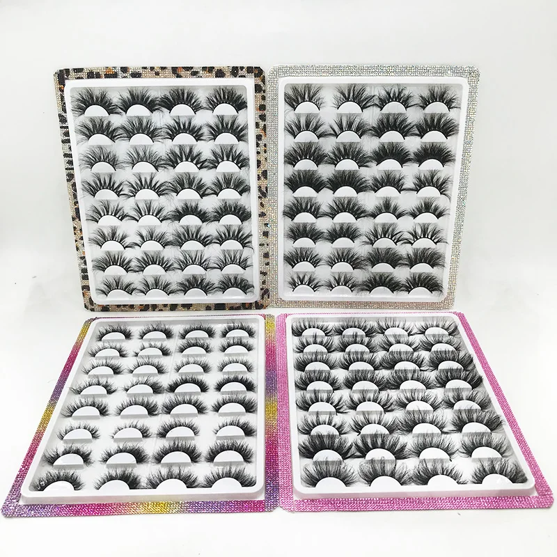 

Glitter Lash Tray 16 Pairs Lashes in Tray Fluffy 3D Mink Eyelashes Dramatic 25mm 27MM Mink Lashes