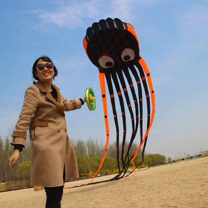 Aquilone per polpo morbido 3D da 8 m per bambini con aquiloni gonfiabili con manico mostrano aquiloni