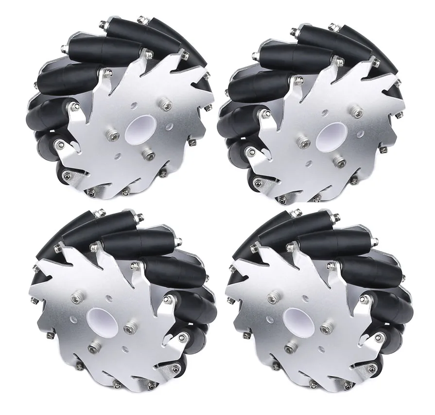 4pcs*127mm 5inch Metal Wheel With 10/12/14/16/6/8mm Coupling (2Left,2Right)/ Robot Car Caster