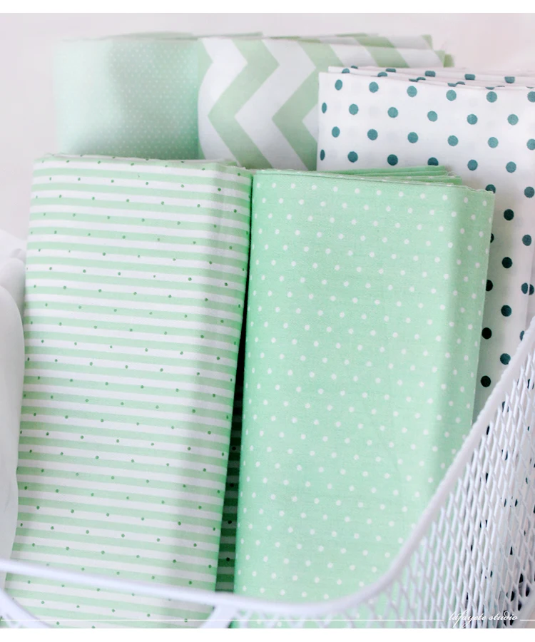 160x50cm Green Wave Dots Twill Cotton Sewing Fabric DIY Bedding Sheet Home Decoration Making Children\'s Clothing Cloth