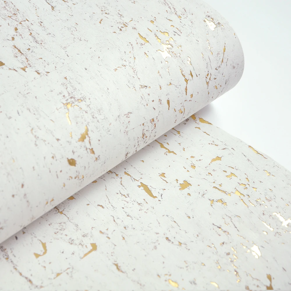 MYWIND  0.91*5.5M/Roll White off Gold Nordic style Real Cork Metallic Wallpaper For Home Decoration