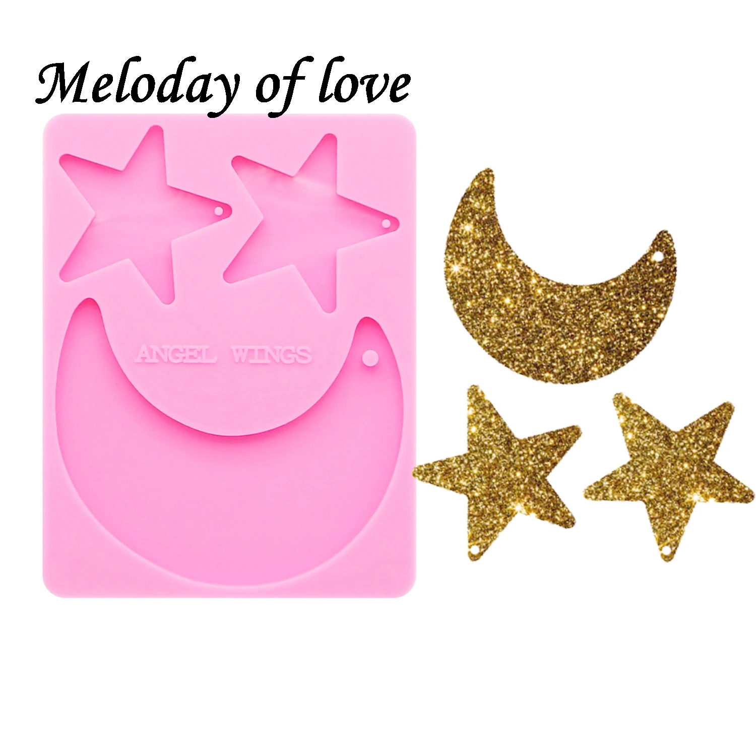 Shiny Star moon shape molds for keychains DIY epoxy resin ke
