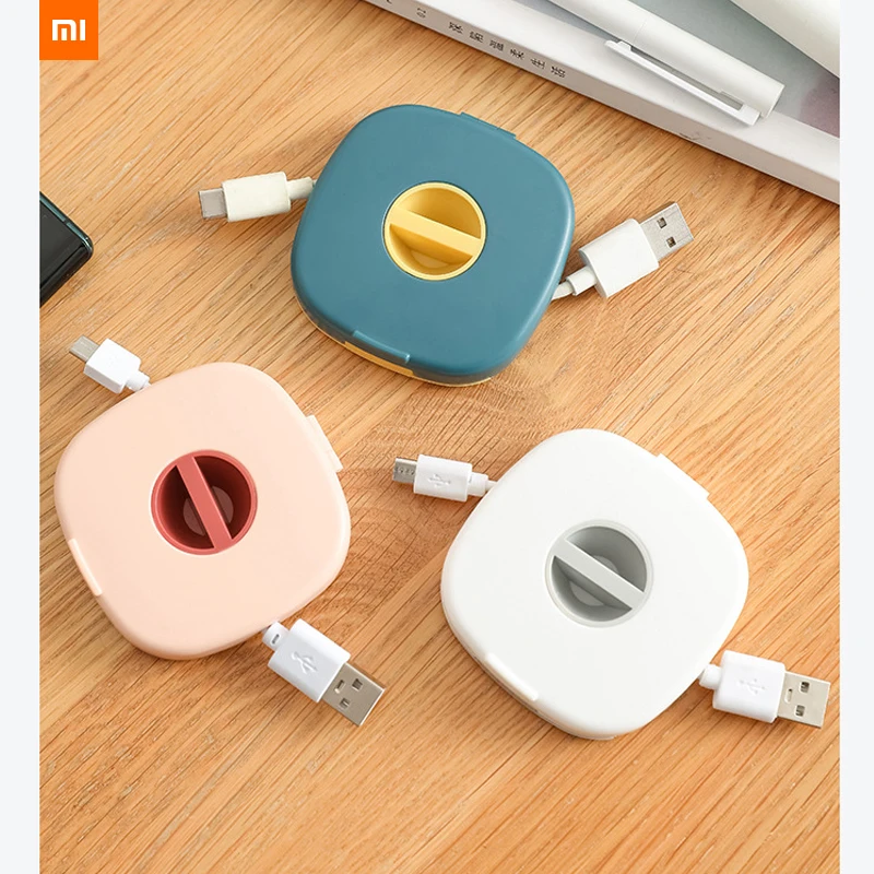 new xiaomi mijia rotatable headphone cable data cable storage box multi-function winder mobile phone holder protable