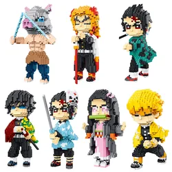 Figura de Ação Anime Demon Slayer, Kimetsu No Yaiba, Kamado Tanjirou, Agatsuma Zenitsu, Nezuko Warrior, Building Block