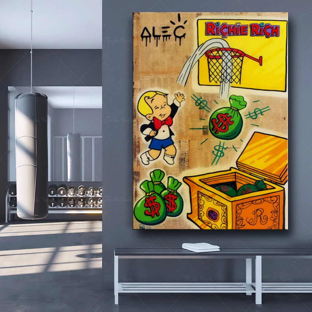 Alec Monopoly Richie Playing Basketball Abstract Posters Canvas Painting Wall Art Prints Modular Pictures For Living Room Frames