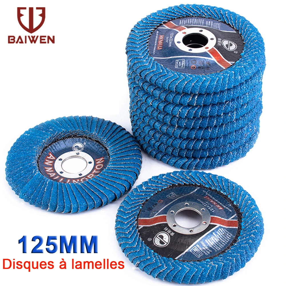 Disques à lamelles professionnels de 125mm et 5 pouces, disques abrasifs, grains 60, lames pour meuleuse d'angle, 2 à 10 pièces