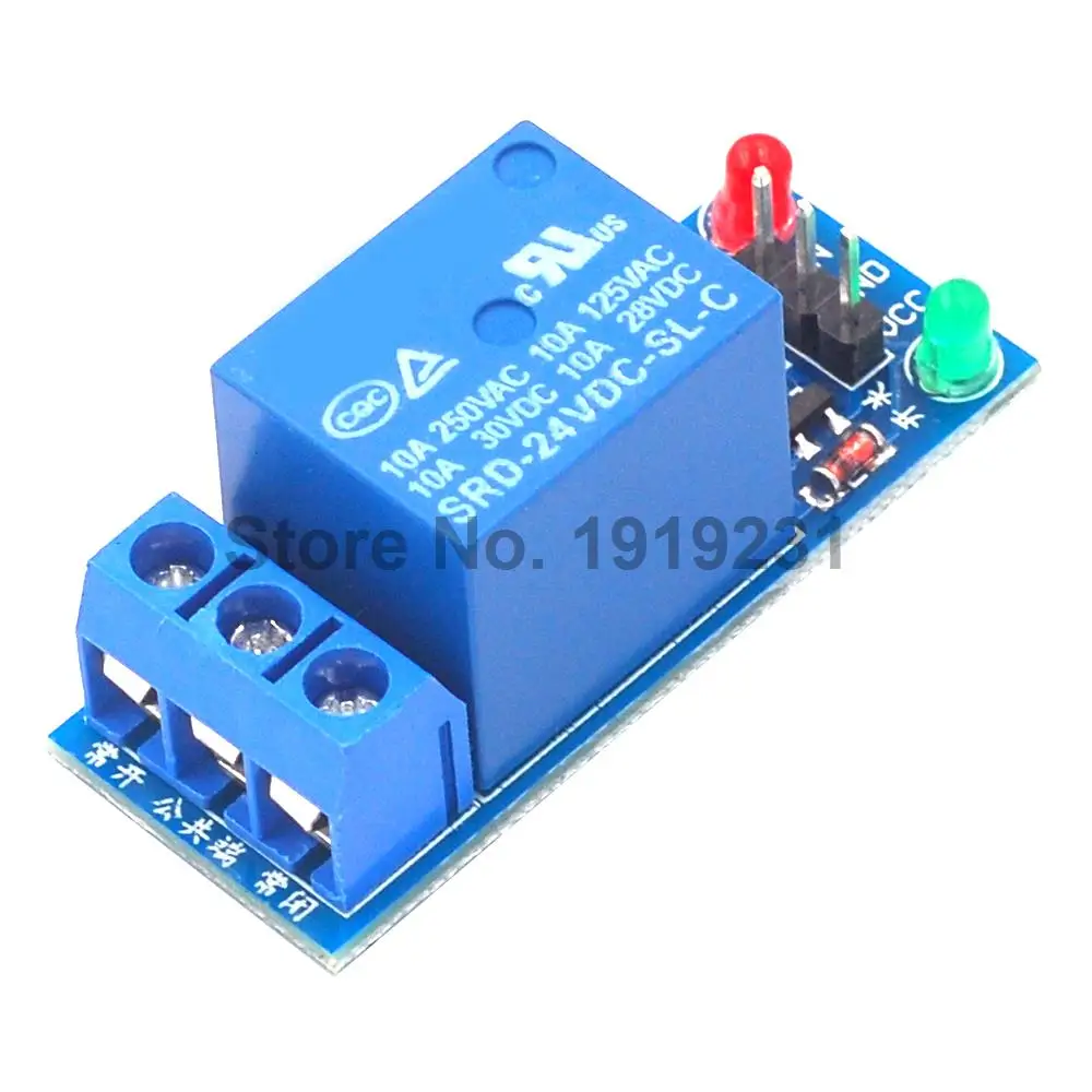 1PCS 1-Channel Relay Module 5V 12V 24V Low Level Trigger with Light Blue Board