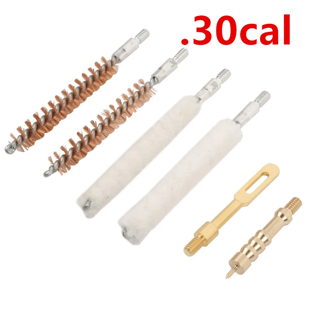 Gun Cleaning Rod Brush Head Kit .30cal 7.62mm .22cal 5.56mm .35cal 9mm Rifle Pistol Cleaning Tool 6pcs