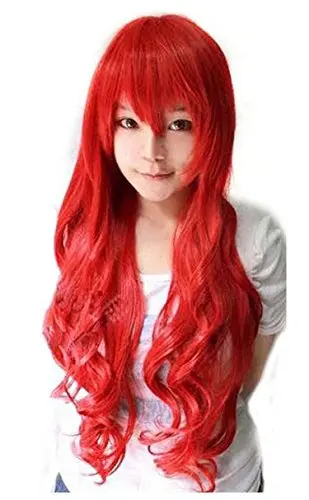 Kids Meisjes Prinses Jurk Up 80Cm Anime The Little Mermaid Prinses Ariel Cosplay Pruik Party Stage Synthetisch Rood Golvend haar