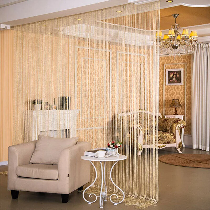 New Shiny Tassel Silver Line String Curtain 100x200cm Valance Living Room Divider Wedding DIY Home Decor