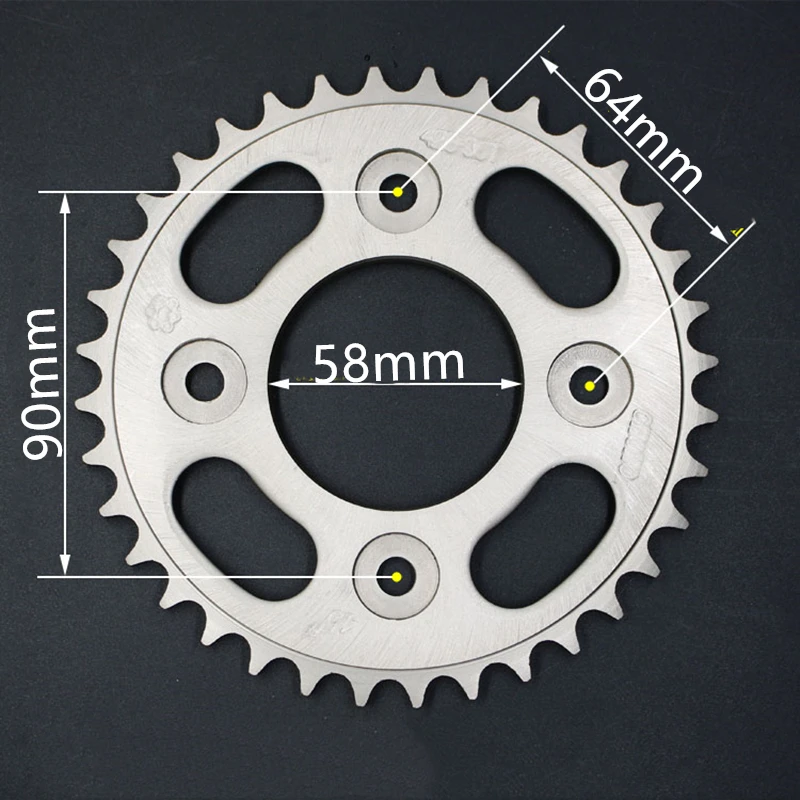 

Звездочка для мотоцикла 428-32T/34T/36T/38T/45T, цепное колесо для мотоцикла, Задняя звездочка 90-58-64 мм