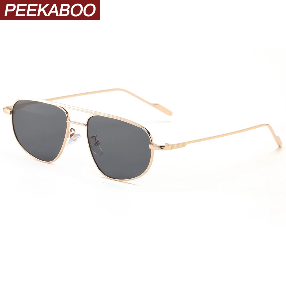 Peekaboo إطار معدني البيضاوي النظارات الشمسية للرجال مزدوجة جسر النساء نظارات شمسية uv400 الذهب الأخضر دروبشيبينغ 2022 هدايا الشتاء