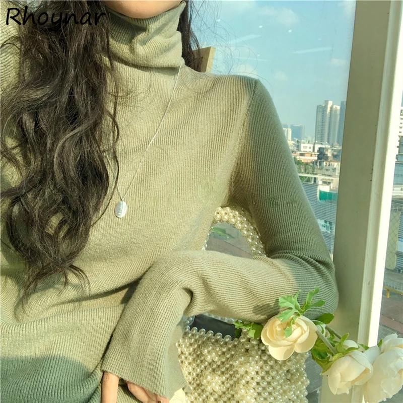 

Turtleneck Sweater Women New Solid Simple Ulzzang Autumn Knitted Trendy Cozy Tender College Leisure All-match Ins Pullovers Fit