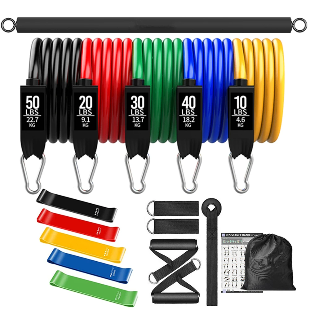 Workout Bar Fitness Weerstandsbanden Set Pilates Yoga Trektouw Oefening Training Expander Fitnessapparatuur voor thuisbodybuilding