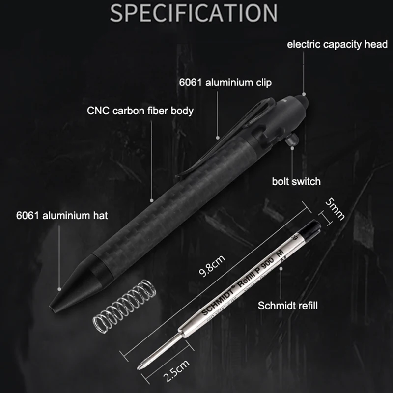 Długopis taktyczny biznes pisanie pióro z włókna węglowego narzędzia EDC