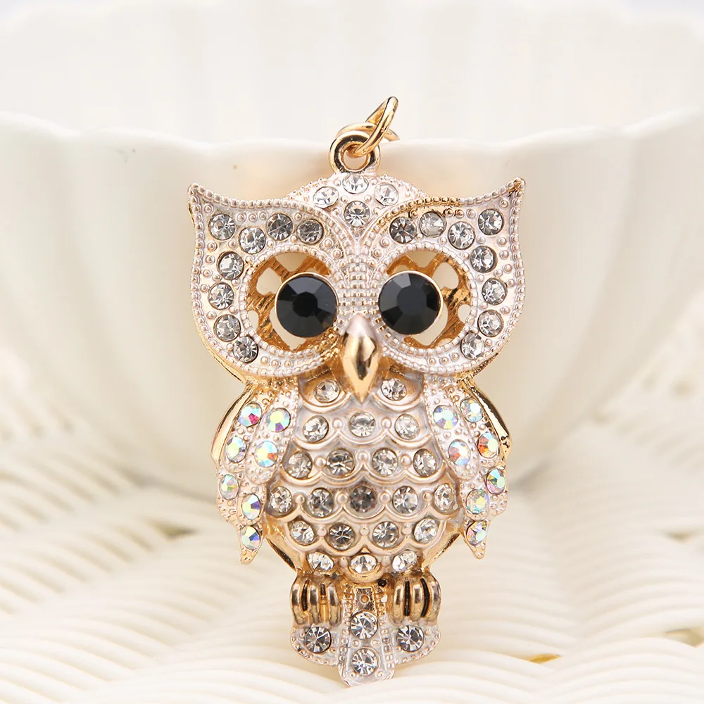 2023 Fashion Owl Keychain Charm Animal Pendant Jewelry Handbag Purse Bag Key Ring Women Ornament Car Key Chain Gift 3 Color