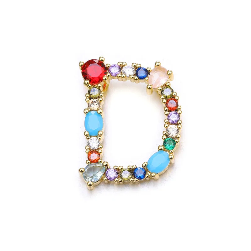 Juya handgefertigte 18K vergoldete Regenbogenkristalle, Opal-Edelsteine, 26 Alphabetbuchstaben, Anfangsbuchstaben-Anhänger für DIY-Namensschmuckherstellung – Detail 10
