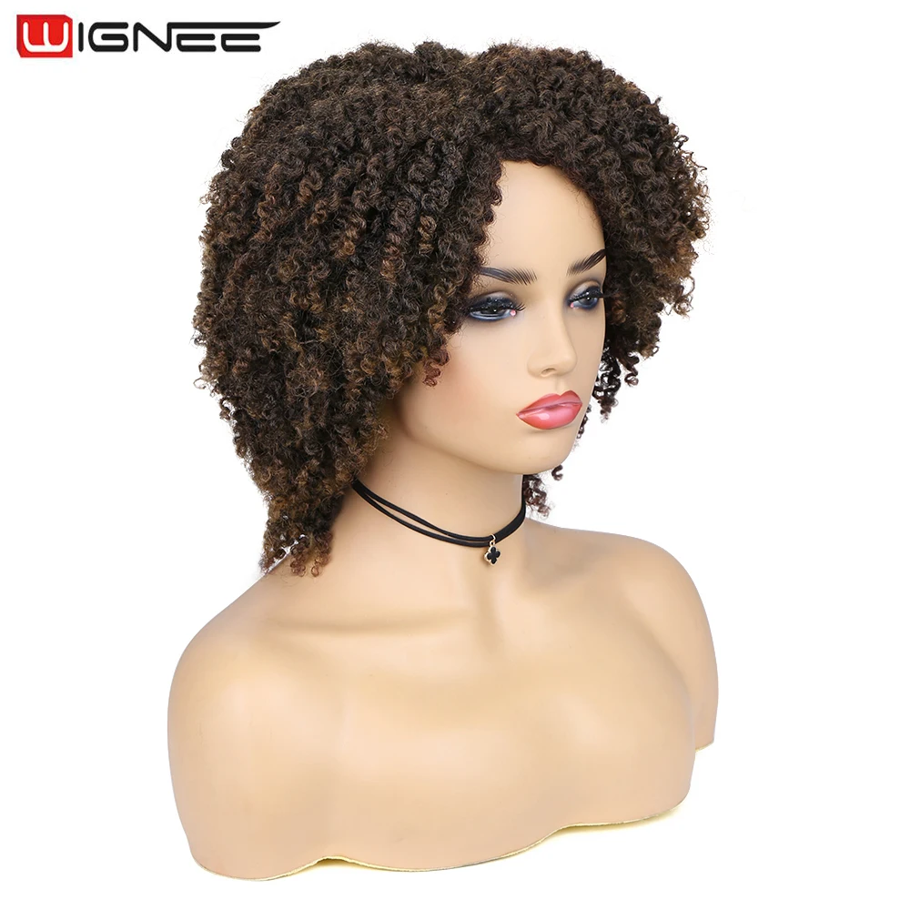 Perruque Synthétique Courte Crépue Bouclée pour Femmes Noires, Perruque Bob, Fibre Haute Température, Faux Cheveux, Perruque Sans Colle, Partie Latérale, Cosplay