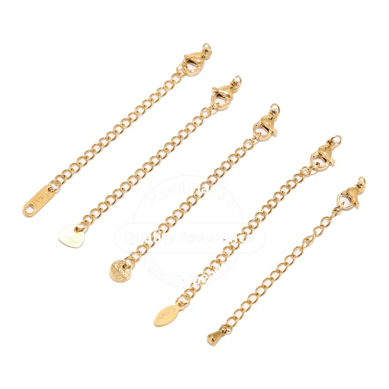 10pcs Stainless Steel 2 inch Gold Extension Tail Chain Lobster Clasps Connector DIY Jewelry Making Findings Bracelet Necklace