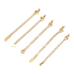 10pcs Stainless Steel 2 inch Gold Extension Tail Chain Lobster Clasps Connector DIY Jewelry Making Findings Bracelet Necklace