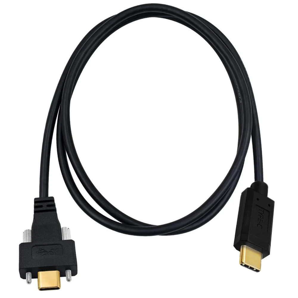 Tipo-c usb3.1 macho para macho cabo de dados com parafusos fixos 5a padrão banhado a ouro 16 + 1 núcleo suporte 4k60hz10gpbs