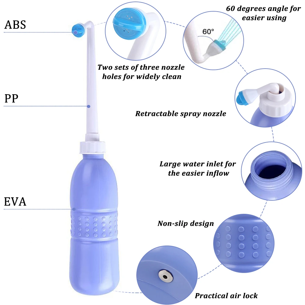 Handheld Washing 650ml Home Sprayer Bidet Portable Long Nozzle Accurate Baby Large Capacity Toilet Travel Personal Cleaner